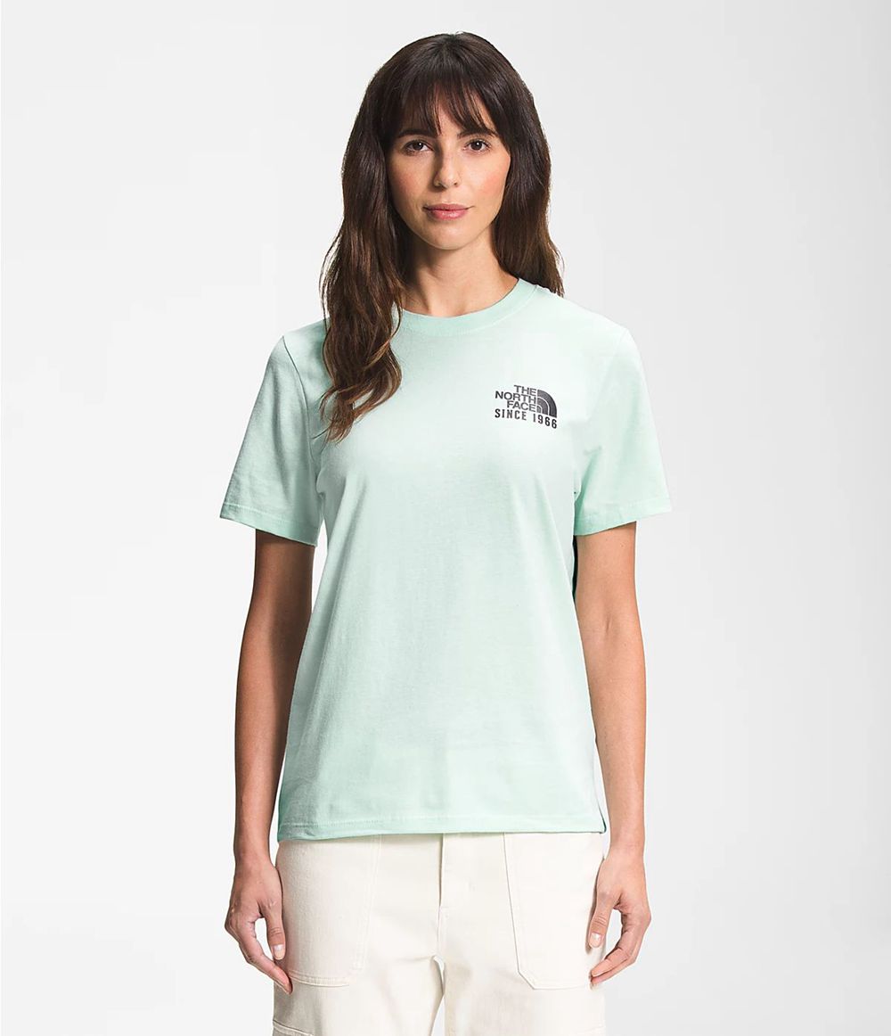 The North Face Kurzer Ärmel Mountain Peace T-Shirts Damen - Türkis CH-456RWKG